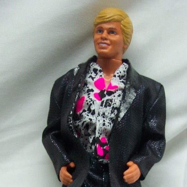Vintage KEN in Black 80's Outfit Barbie Doll Toy 1966 Body 1983 Head Mattel 1980's