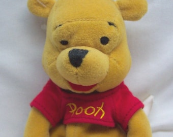 Vintage Walt Disney Store WINNIE THE POOH Teddy Bear 7"  Bean Bag Stuffed Animal Toy 1990's