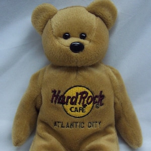 Vintage Hard Rock Cafe ATLANTIC CITY Isaac Beara Teddy Bear 8&quot;  Bean Bag Stuffed Animal Toy