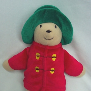 Vintage EDEN Soft PADDINGTON BEAR In Red Coat 9&quot; Plush Stuffed Animal Toy 1990&#39;s Teddy Bear