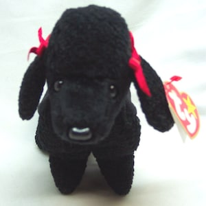 Vintage 1998 TY Beanie Baby GIGI Black POODLE Dog 6&quot; Bean Bag Stuffed Toy Babies 1990&#39;s