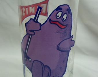 Vintage 1977 McDonald's Action Series GRIMACE 5" Copa de Cristal de Coleccionista 1970