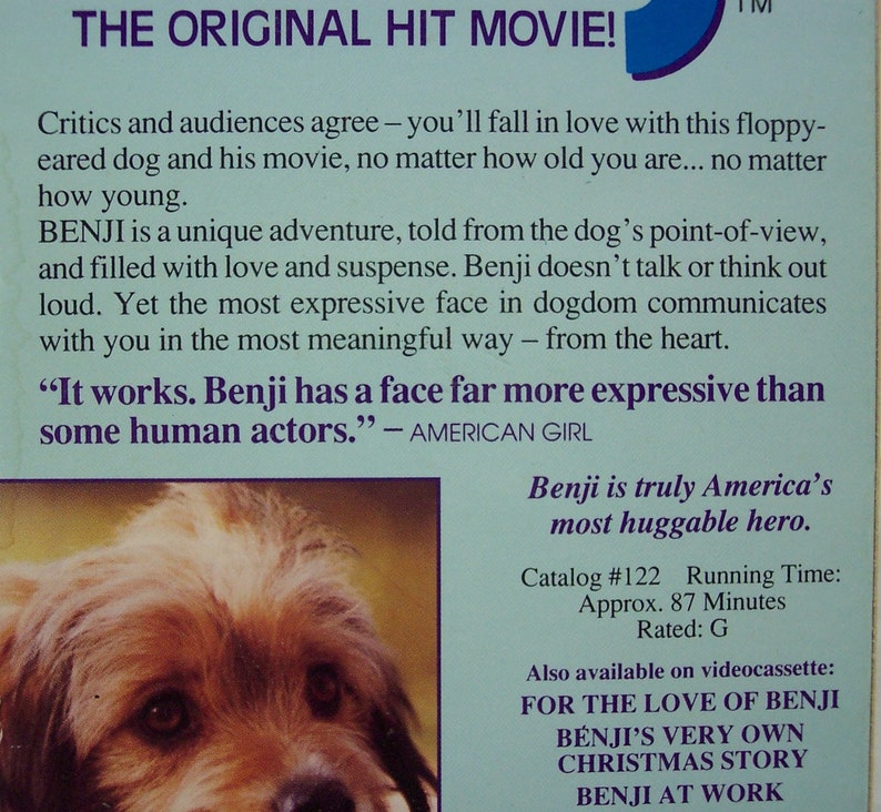 Vintage 1973 BENJI the Dog the Original Movie VHS Video 1970's - Etsy