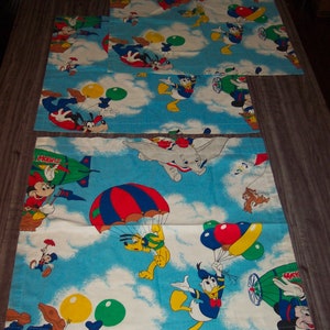 Vintage Walt Disney WINDOW CURTAIN Set Dumbo Mickey Mouse Minnie Goofy Chip Dale