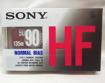 Vintage SONY HF 90 Minutes Hi Fi Normal Bias Cassette Tape New in Shrinkwrap Recording 135m