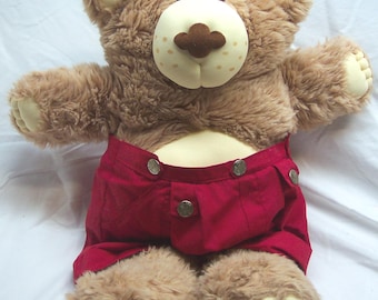 Vintage 1984 Xavier Roberts FURSKINS Teddy Bear in Red Shorts 22" Plush Stuffed Animal Toy 1980's Large