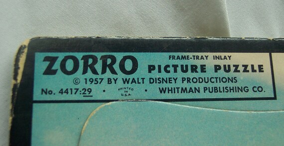 ANTIQUE Vintage 1957 Walt Disney ZORRO Whitman Frame Tray PUZZLE