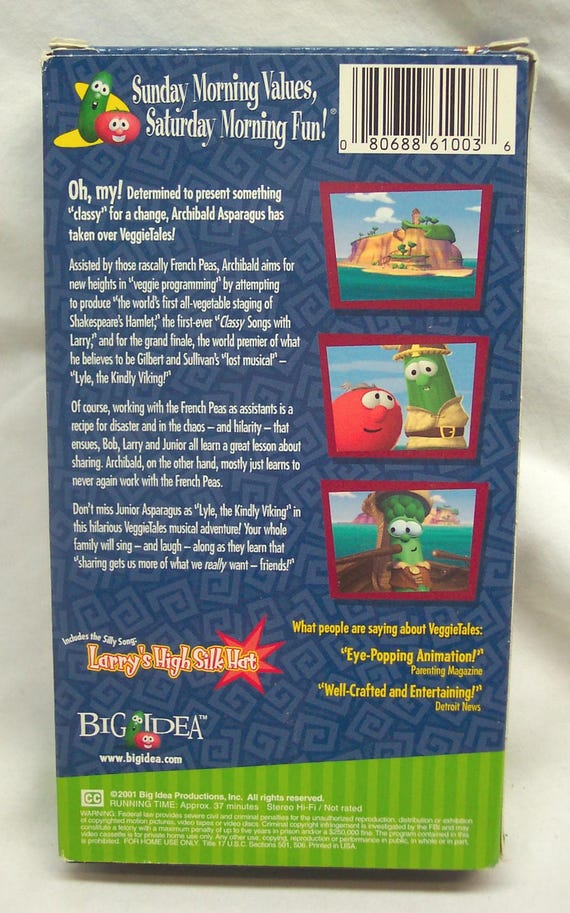 Vintage 2001 VEGGIE TALES Lyle the Kindly Viking A Lesson in