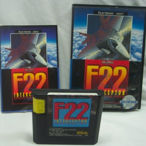 Vintage F22 Interceptor Advanced Tactical Fighter Sega GENESIS Video Game Complete with Manual 1991