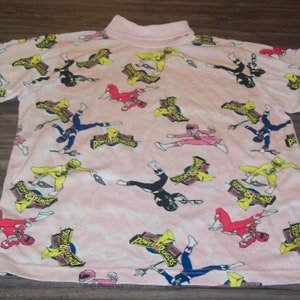 Vintage 1990&#39;s Kids Children&#39;s Mighty Morphin POWER RANGERS Pink Long Sleeve T-shirt Size 14-16 Large NEW 90&#39;s