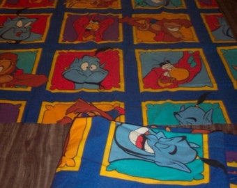 Vintage Walt Disney ALADDIN ventana cortina Set GENIE Iago ABU 1990's