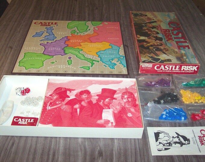 Castle Risk Rules Vintage 1986 CASTLE RISK Game of Daring Strategy and Conquest Board ...