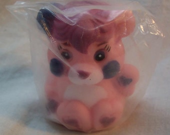 Vintage 1986 Popples Pink PARTY POPPLE Plastic Finger Puppet 2&quot; Toy NEW Toy 1980&#39;s