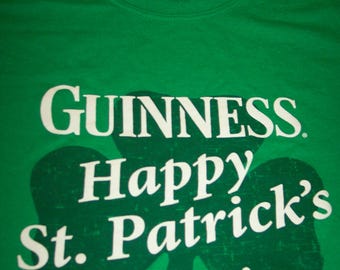 Vintage GUINNESS BEER Happy St. Patrick's Day T-Shirt Mens XL Green Irish Clover