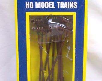 Vintage AHM Ho Scale Train Accessories 12 TELEPHONE POLES Pole With Box #5610