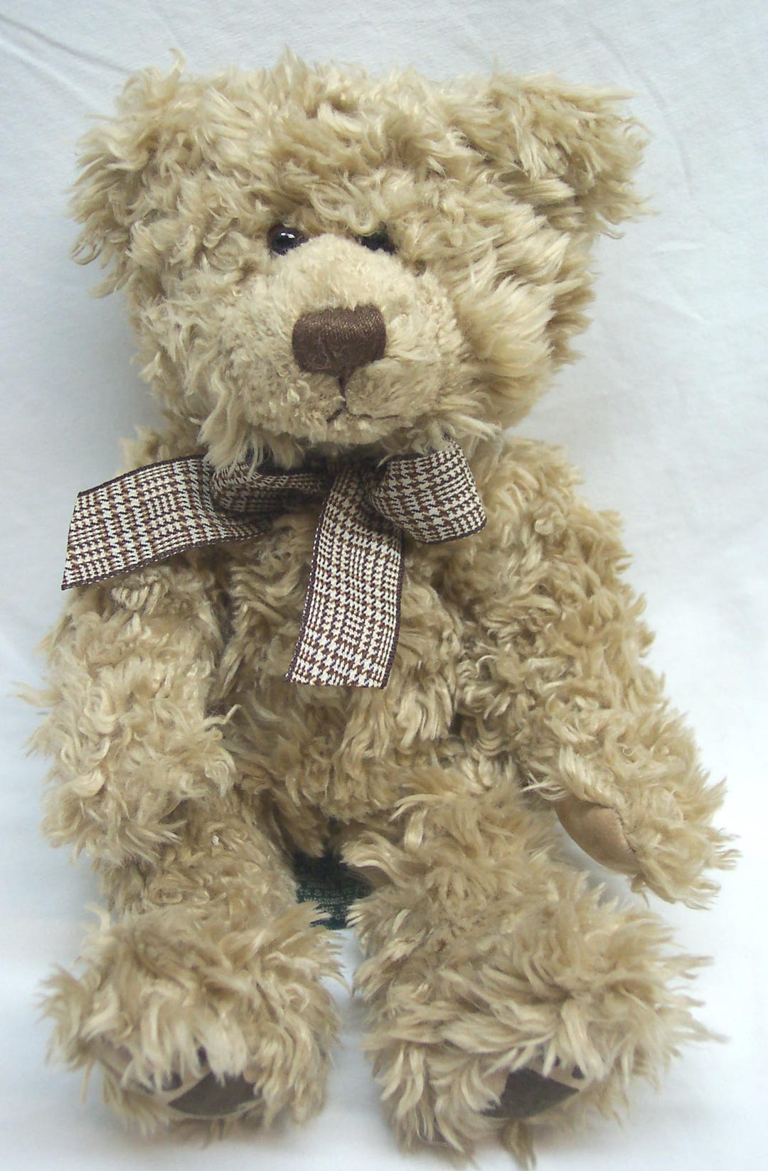 Vintage Russ THORNBURY Tan TEDDY BEAR With Plaid Bow 7" Plush Stuffed ...