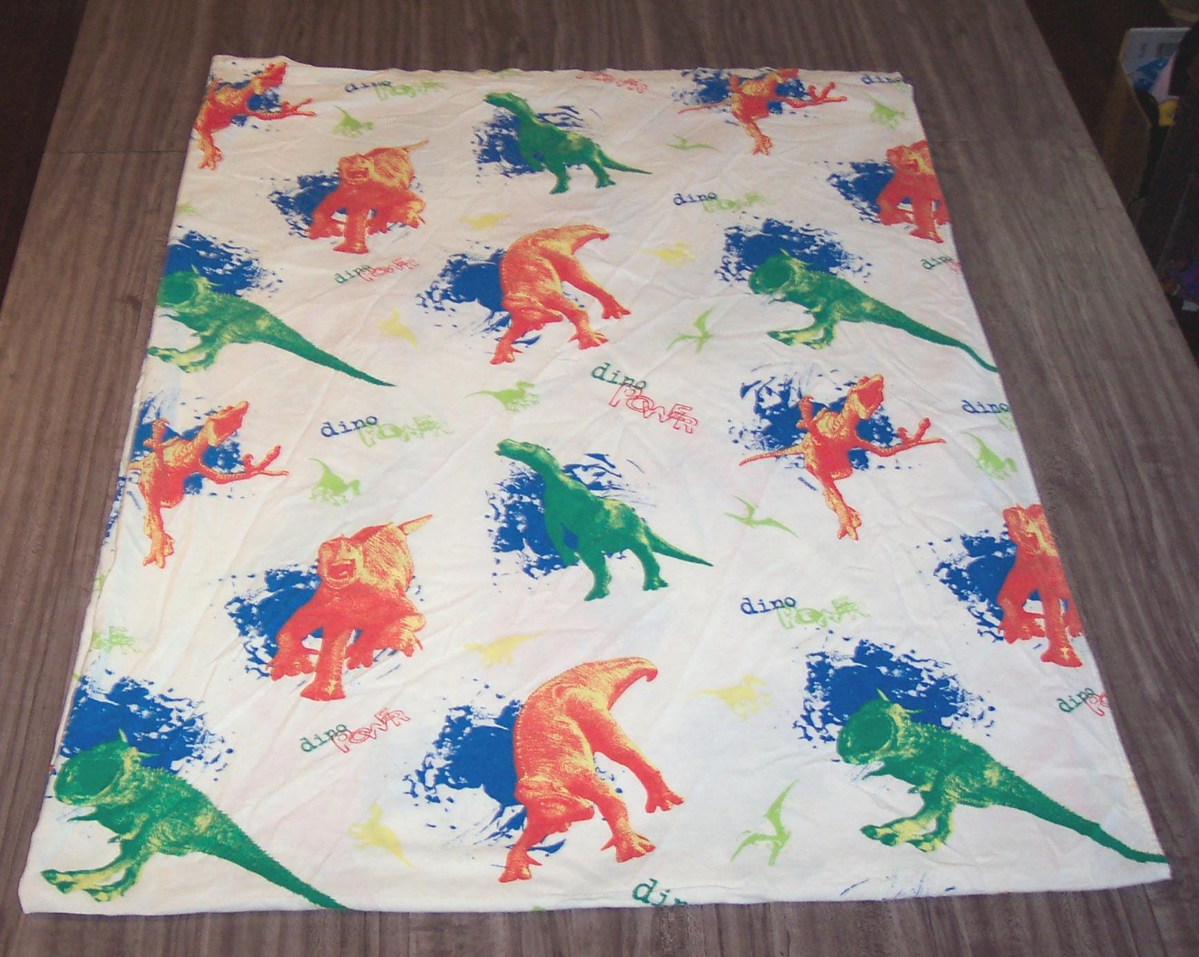 Vintage Walt Disney DINOSAUR Movie Twin Size Flat Bed Sheet Fabric