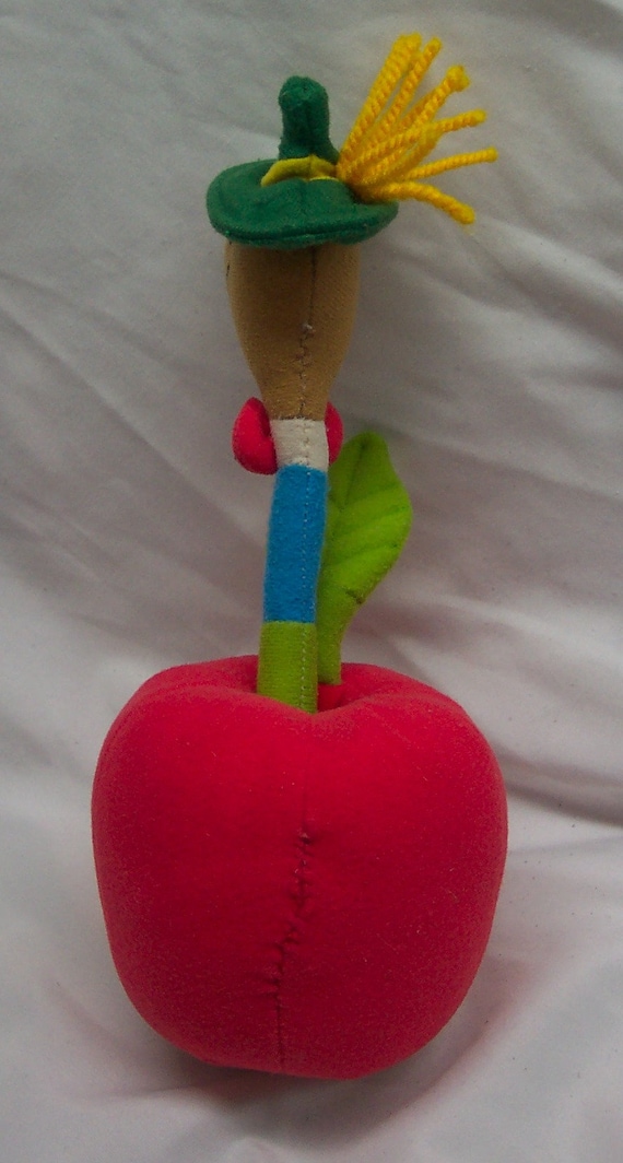 Vintage 1995 GUND Richard Scarry Bendable LOWLY WORM in Apple 9