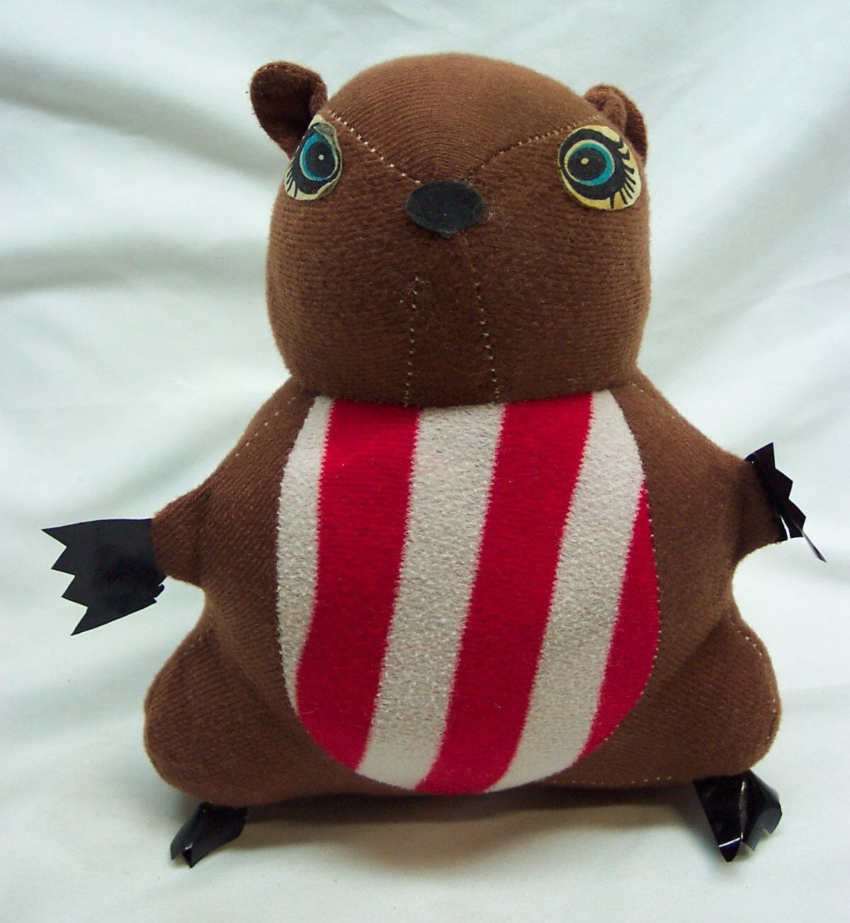 ANTIQUE Rare Brown Female BEAVER With Red and White Shirt 8