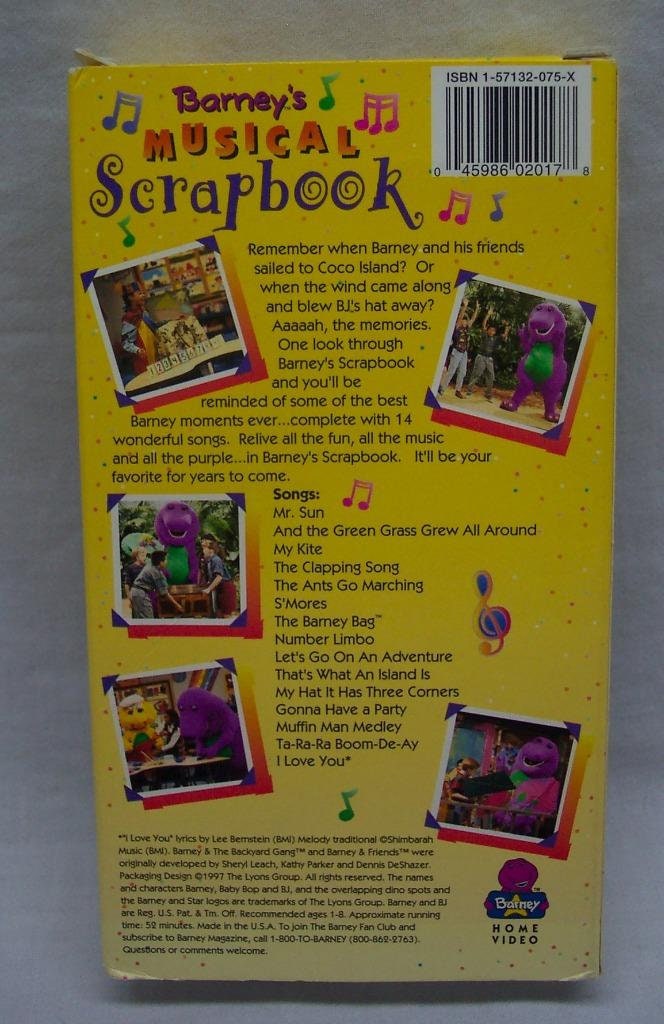 Vintage 1997 BARNEY'S Musical Scrapbook VHS Video Movie Dinosaur - Etsy