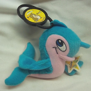 Vintage Neopets Blue & Pink FLOTSAM  Neopet 4&quot; Plush Stuffed Animal KEYCHAIN Toy McDonald&#39;s w/ Tag