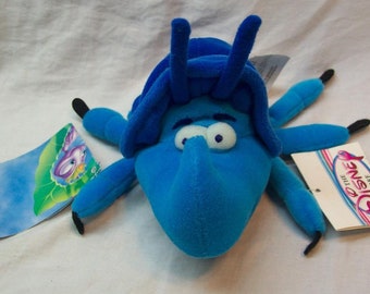 Vintage Walt Disney Store Bug's Life BLUE DIM BEETLE 7" Bean Bag Stuffed Animal New 1990's 6" Plush Stuffed Animal 1990's