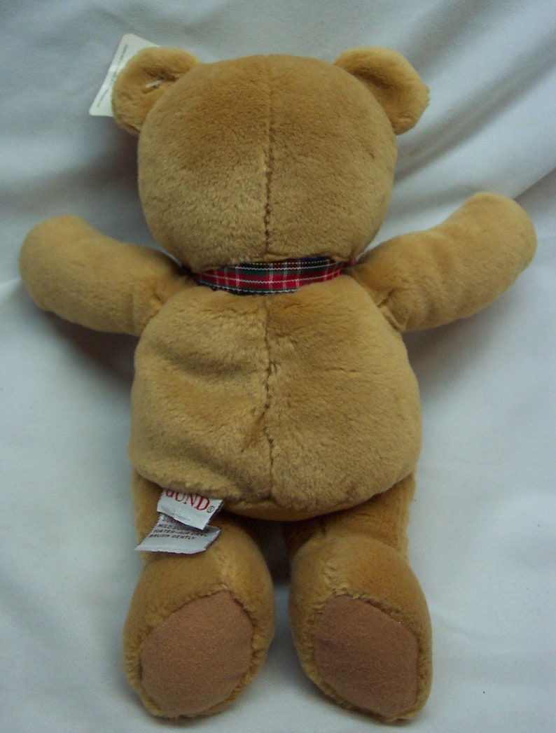 Vintage Gund BO BEAR Tan Teddy Bear With Plaid Bow 10" Plush Stuffed ...