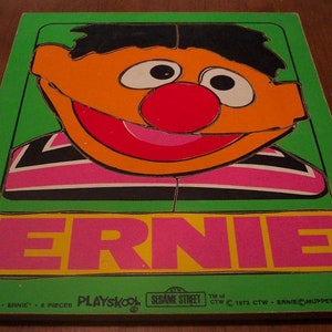 Vintage 1973 SESAME STREET ERNIE Wooden Frame Tray Puzzle #315-1 The Muppets 1970's