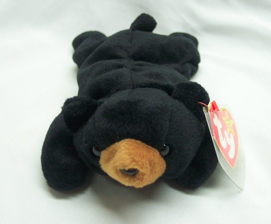 TY 1993 Beanie Babies BLACKIE the Black Bear 9