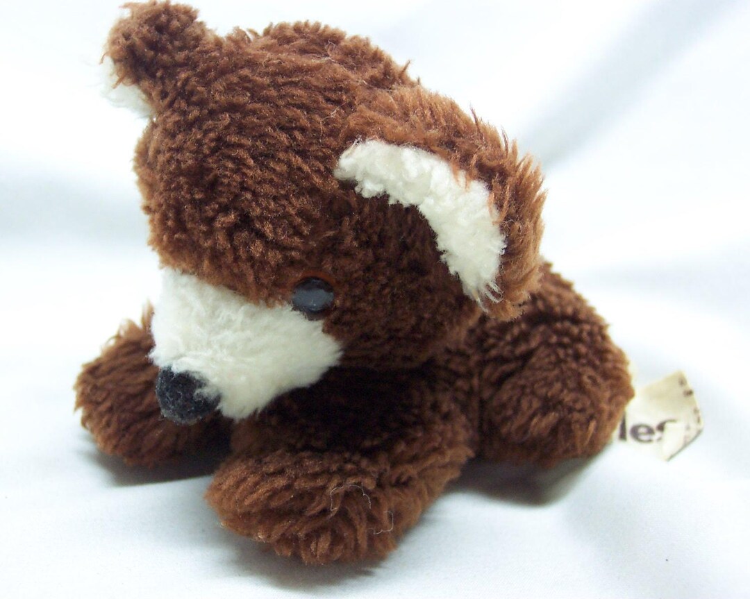 Vintage 1980's RUSS Cute Mini CUDDLES Brown Teddy Bear 4" Plush Stuffed ...