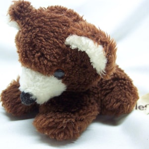 Vintage 1980&#39;s RUSS Cute Mini CUDDLES Brown Teddy Bear 4&quot; Plush Stuffed Animal Toy 80&#39;s
