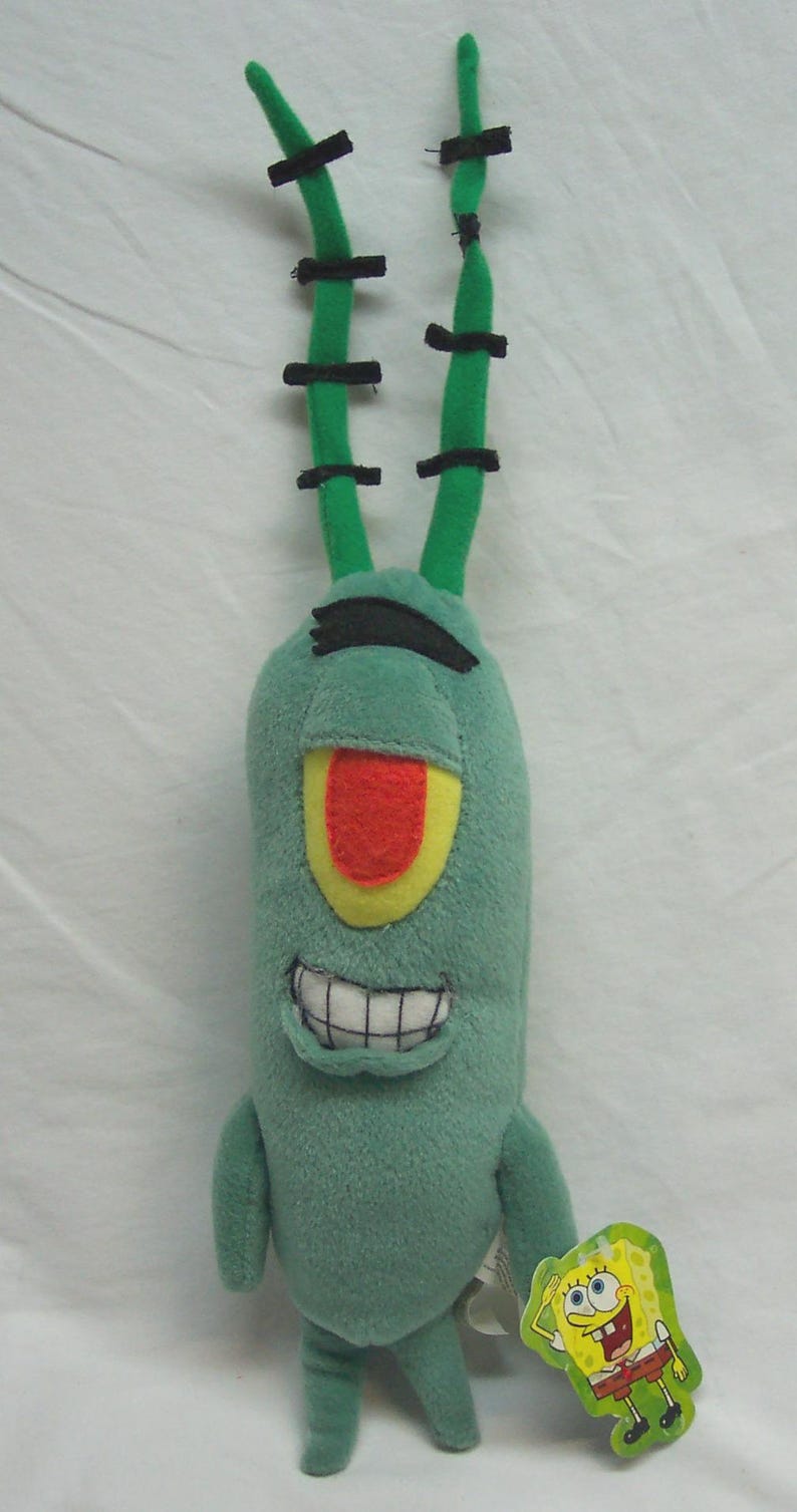 Vintage 2003 Spongebob Squarepants PLANKTON 15" Plush Stuffed Animal ...