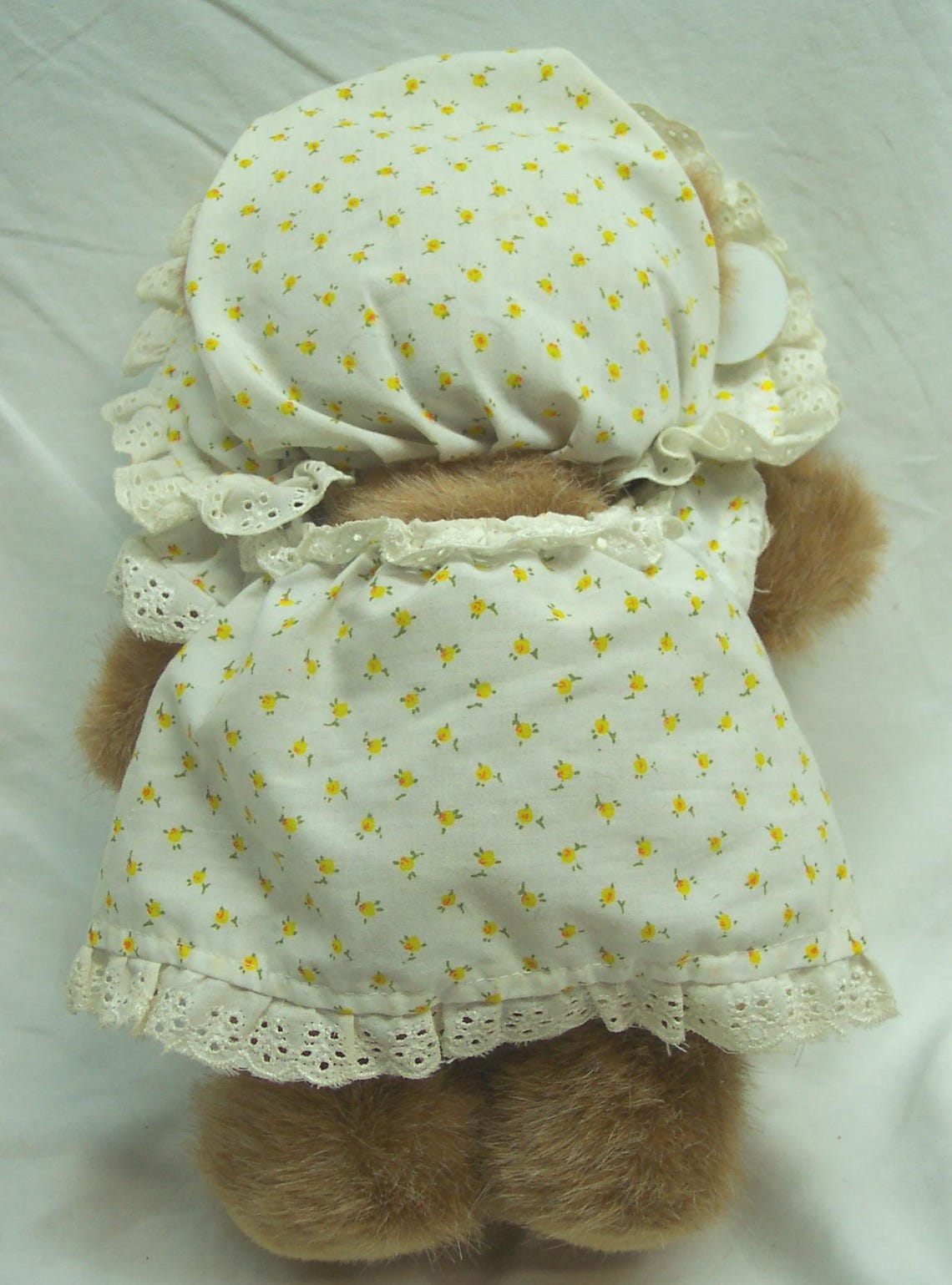 Vintage RUSS Brown Girl Teddy Bear in BONNET & DRESS 11" Plush Stuffed ...