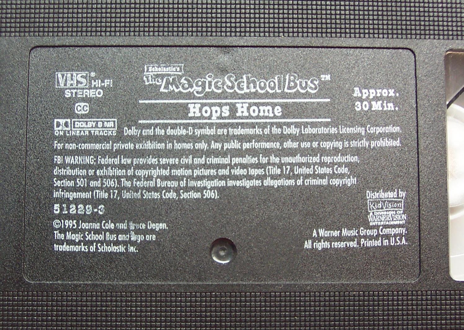 Vintage Scholastic's the Magic School Bus HOPS HOME Vhs Video 1995