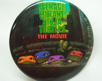 Vintage 1990 Teenage Mutant Ninja Turtles THE MOVIE 2&quot; Collectible BUTTON Pin Collectible 1980&#39;s