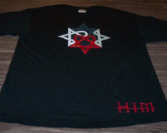 Vintage 2005 HIM H.I.M. HEARTAGRAM Band T-shirt Mens XL New Bam