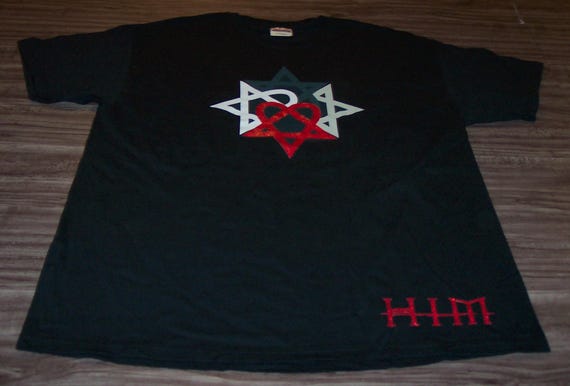 Vintage 2005 HIM H.I.M. HEARTAGRAM Band T-shirt Mens XL New Bam