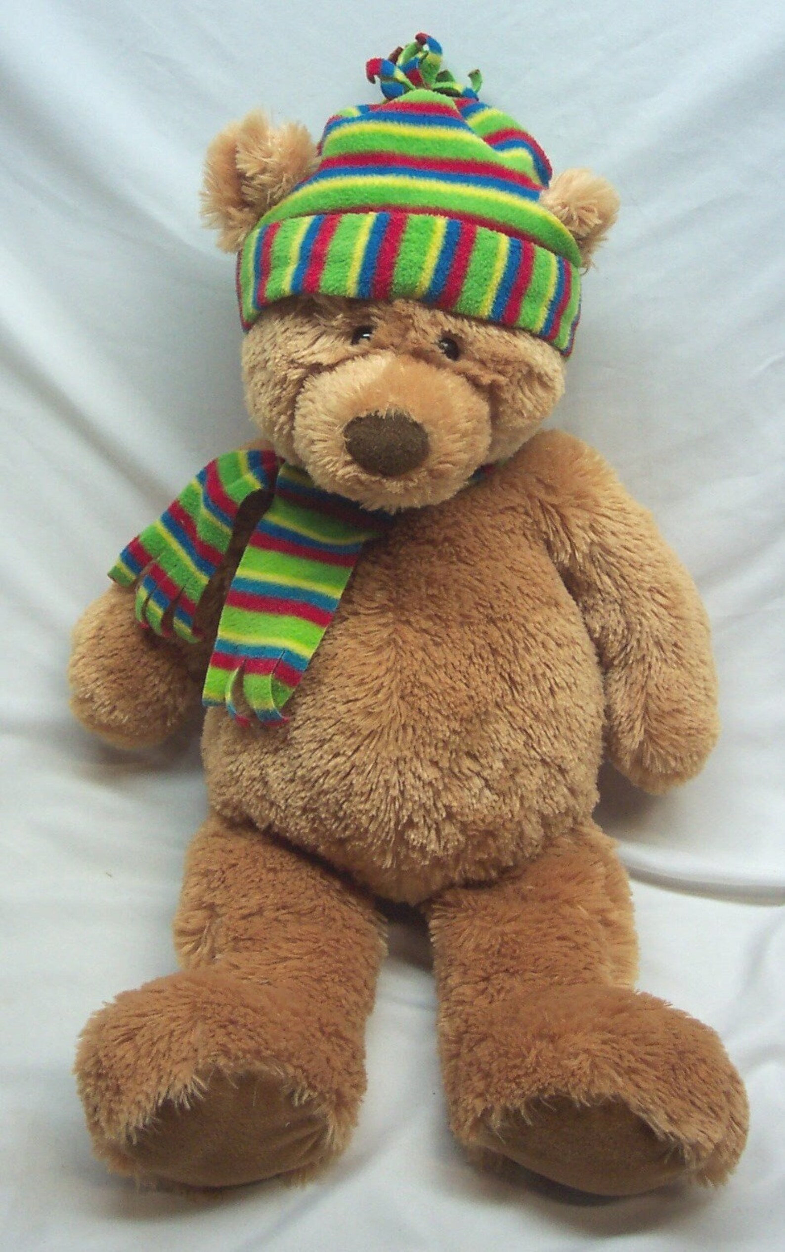 Vintage TOASTIE Brown TEDDY BEAR W/ Scarf and Hat 21" Plush Stuffed ...