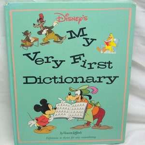 Vintage 1989 Walt Disney&#39;s My Viery First DICTIONARY Children&#39;s Hardcover BOOK 1980&#39;s Mickey Mouse Donald Duck Goofy