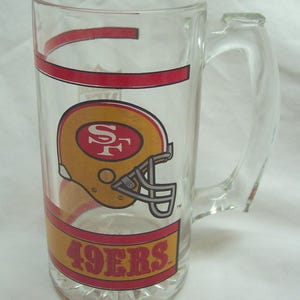 Vintage SAN FRANCISCO 49ERS NFL Football Collector&#39;s Glass Beer Mug 1980&#39;s