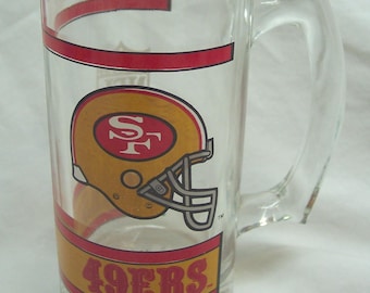 Vintage SAN FRANCISCO 49ERS NFL Football Collector&#39;s Glass Beer Mug 1980&#39;s