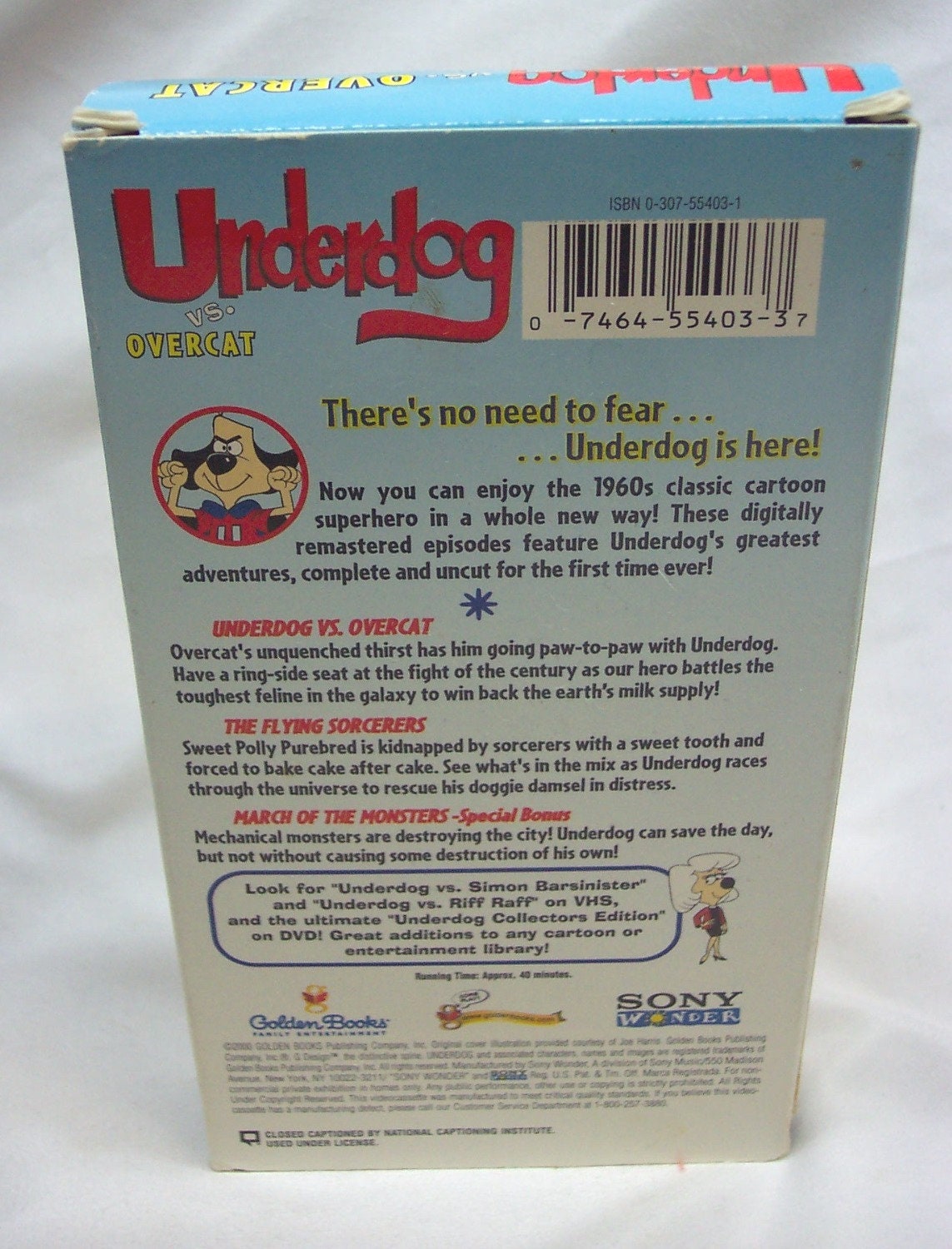 Vintage UNDERDOG VS. OVERCAT 1960s Cartoon Vhs Video 2000