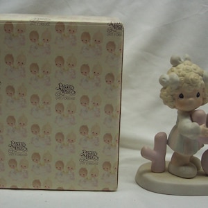 Vintage Precious Moments 1989 GIRL I&#39;ll Never Stop Loving You Porcelain FIGURINE Decoration 521418 NEW 1980&#39;s Enesco Love