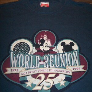 1996 Walt Disney World 25th Anniversary World Reunion MICKEY MOUSE T-Shirt Mens Large image 1