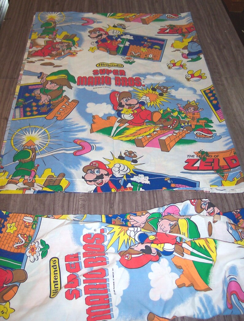 Nintendo Repeating Pattern Vintage 1988 Nintendo Super Mario Bros the Legend of Zelda Twin Size ...