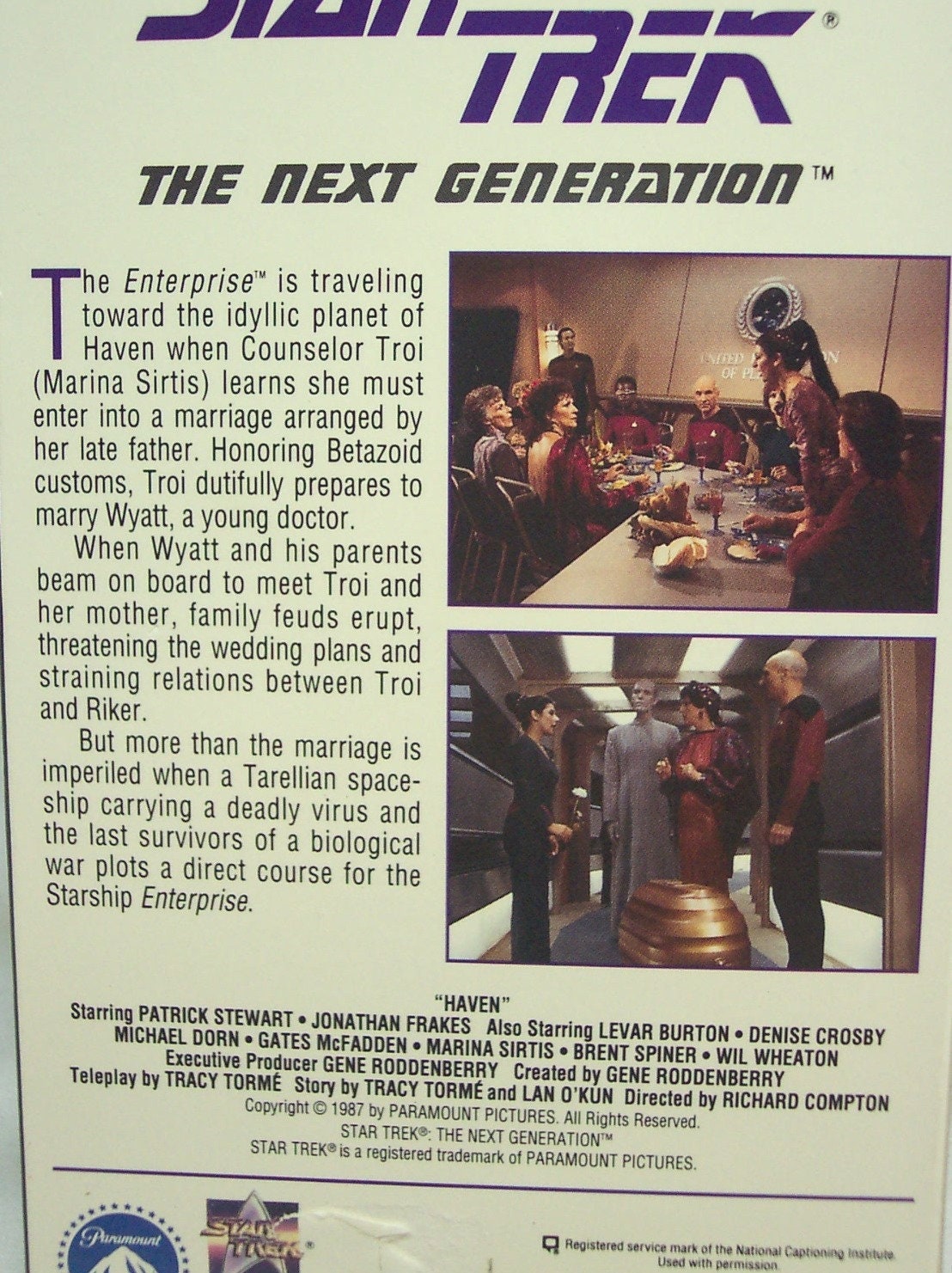 Vintage 1987 STAR TREK the Next Generation HAVEN Episode 5