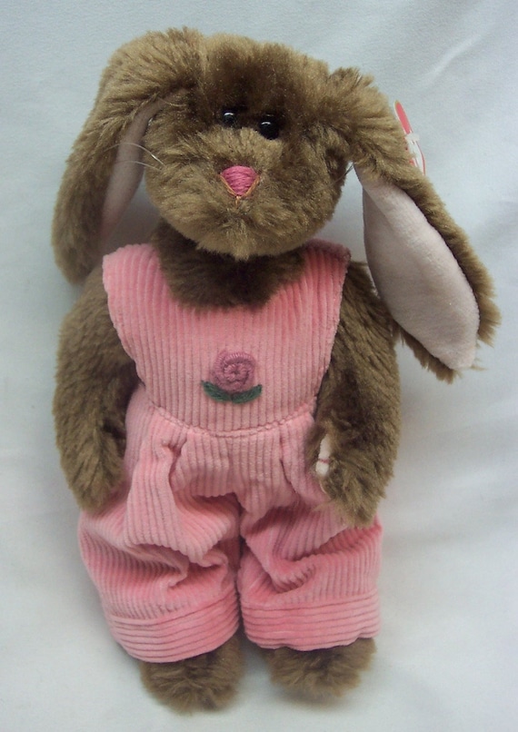 Vintage 1993 TY Attic Treasures ROSE BUNNY in Pink Overalls Bunny