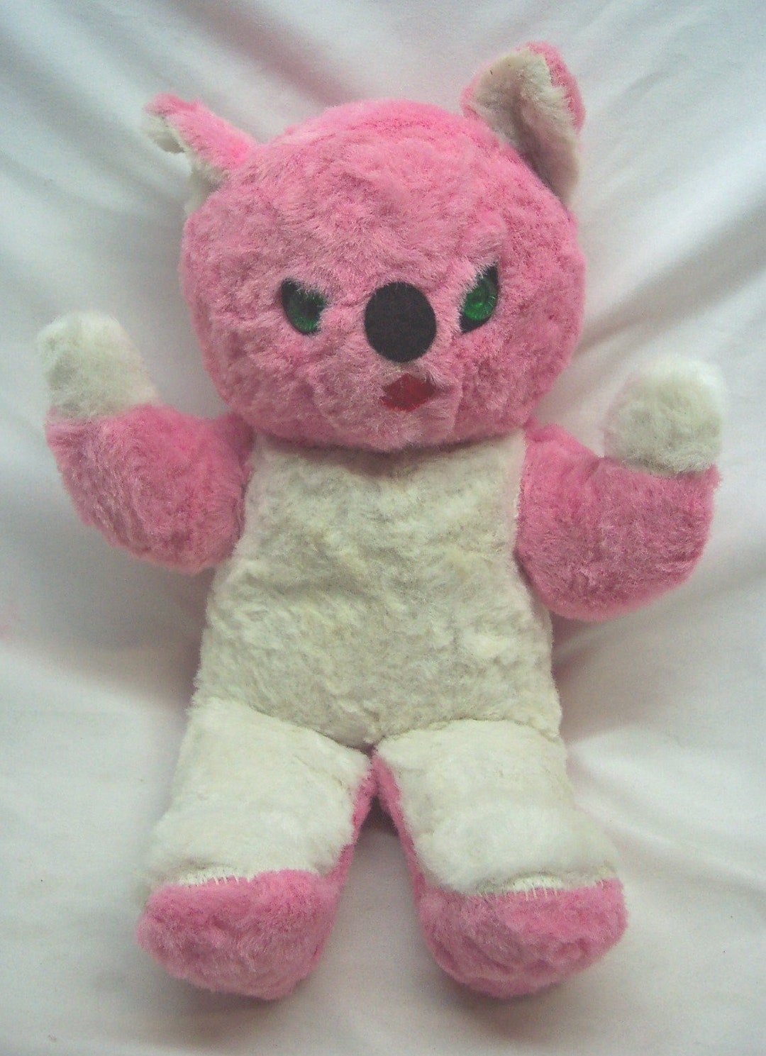 Antique 1950's PINK and WHITE GIRL Teddy Bear Plush Stuffed