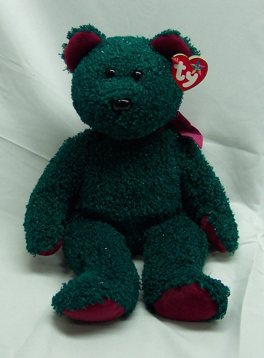 Vintage 2001 TY Beanie Buddy GREEN & RED Holiday Christmas Teddy