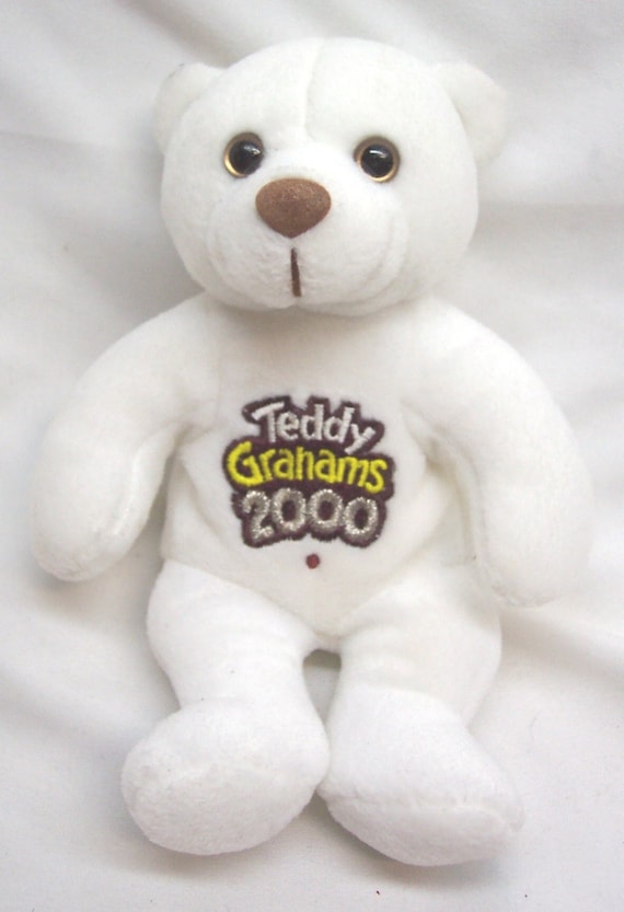 Vintage 2000 Teddy Grahams WHITE TG the MILLENNIUM Teddy Bear 7